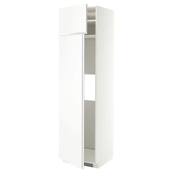 METOD Hi cab f fridge or freezer w 2 drs, white/VOXTORP matt white vertical handle, 60x60x220 cm