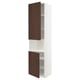 Modern kitchen cabinet, tall, white & dark brown oak, adjustable shelves, sleek design.