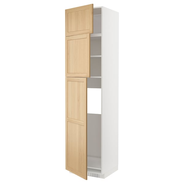 A METOD kitchen cabinet with forsbacka oak veneer doors, featuring a classic design with an adjustable shelf and a 25-year guarantee.