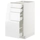 White METOD kitchen cabinet with sleek, glossy drawers and integrated handles.