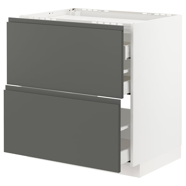 Modern kitchen unit: METOD. Dark grey, white. Two drawers, clean design. Soft-close drawers.
