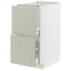 METOD kitchen cabinet, green, rectangular, two drawers, white base.