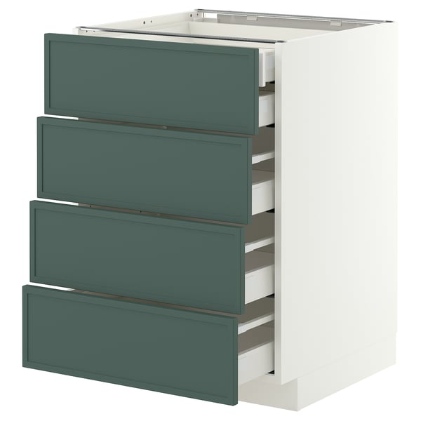 METOD / MAXIMERA Base cb 4 frnts/2 low/3 md drwrs, white/Aspudden dark grey-green, 60x60 cm