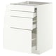 METOD / MAXIMERA Bc w pull-out work surface/3drw, white/Aspudden matt white, 60x60 cm