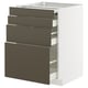 METOD kitchen unit: white, dark brown drawers, 4 drawers, modern design