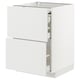 A white METOD kitchen cabinet with shaker-style doors and drawers, featuring self-closing drawers.