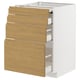 A white METOD kitchen unit with oak effect drawers featuring minimalist handles.
