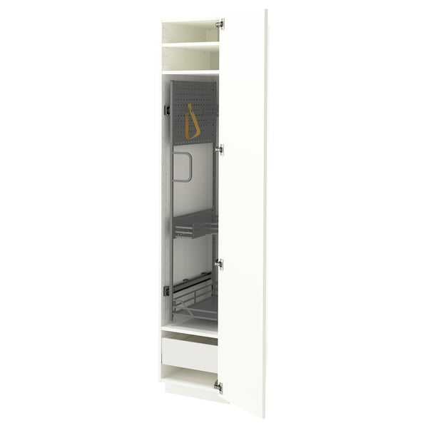 METOD / MAXIMERA High cabinet with cleaning interior, white/Aspudden matt white, 40x60x200 cm