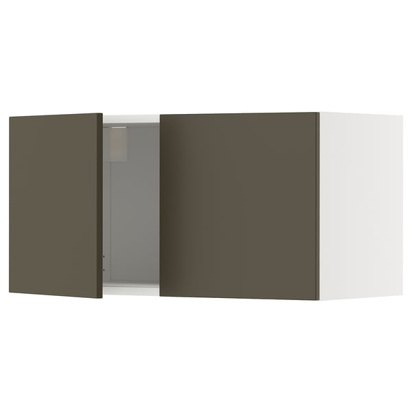 Dark brown kitchen cabinet with beige door, minimalist design
