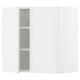 White high-gloss kitchen cabinet, modern design, adjustable shelves inside, sleek and clean look.
