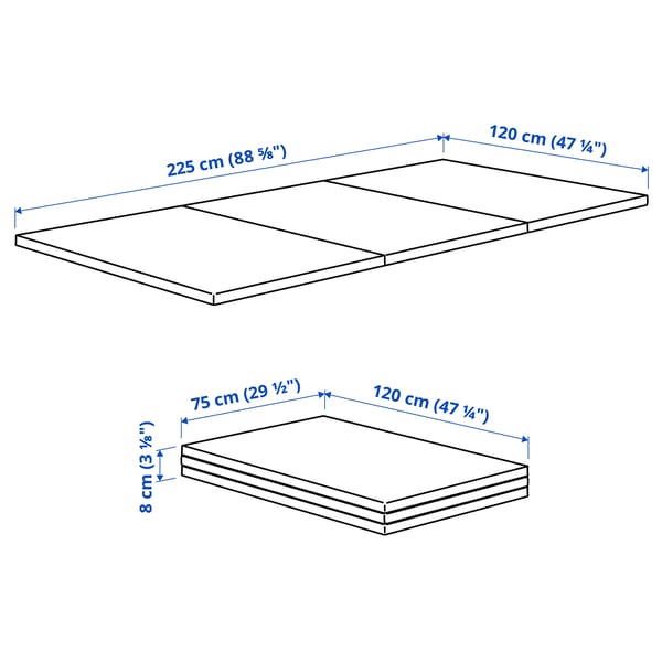 PASSBIT Folding gym mat, blue, 120x225 cm