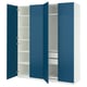Blue & white wardrobe: PAX, textured doors, adjustable shelves.