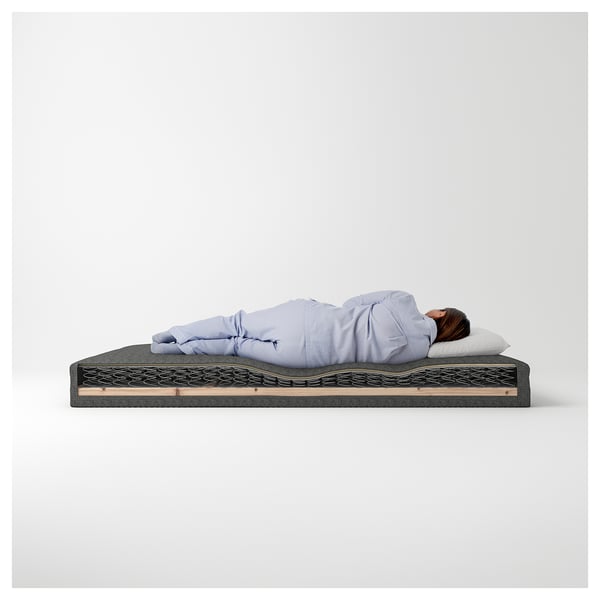RANDÅSEN Bonnell spring mattress base, medium firm/Bremanger grey, 90x200x23 cm