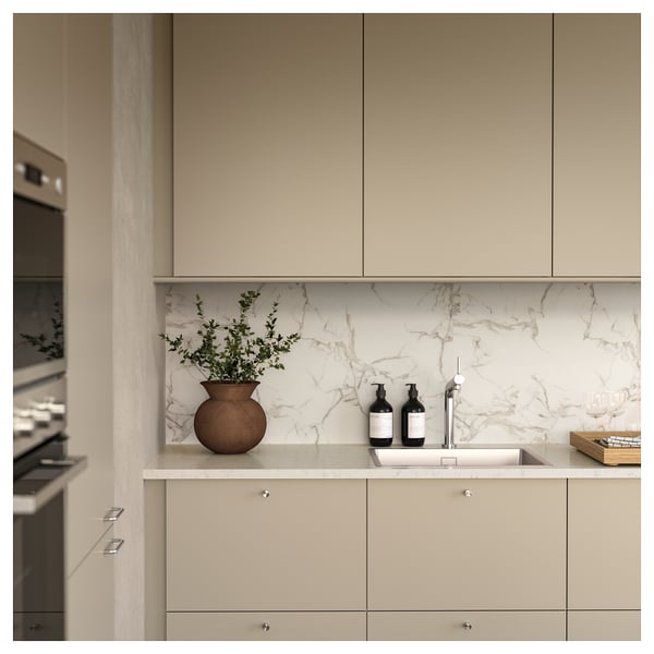 RUNSBÄCK Custom made wall panel, matt white/marble effect high pressure porcelain, 1 m²x1.2 cm