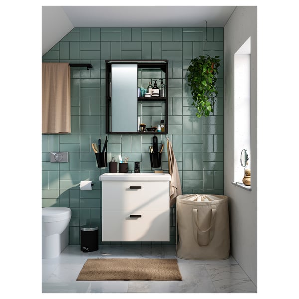 SILVERGLANS LED bathroom lighting strip, dimmable anthracite, 40 cm
