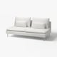Modern minimalist white sofa, SÖDERHAMN, with deep seats, clean lines, and metal legs.