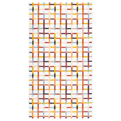 STRANDKÄMPAR: multicoloured line chequered cotton fabric, rectangular, for crafts, curtains, ironable, machine washable.