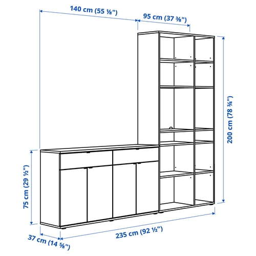 Illustration with measurements for the product: VIHALS.