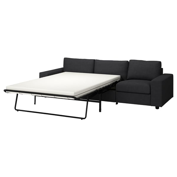 Modern black sofa-bed combo with thick mattress, convertible design for comfort.