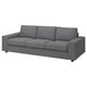 Grey VIMLE sofa, modern design with grey textured fabric, soft cushions, and sturdy black legs.