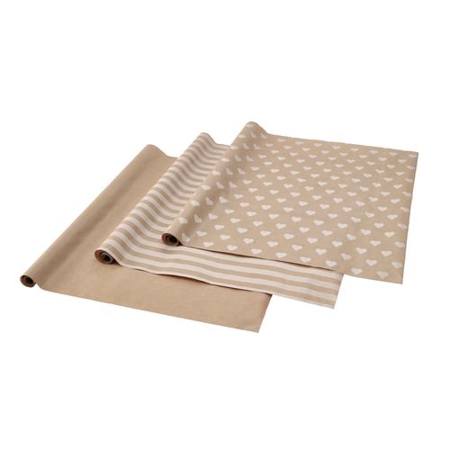 VINTERFINT Gift wrap roll, mixed patterns brown/white, 3x0.7 m/2.10 m²