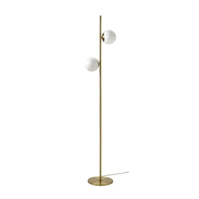 AKTERSPRING Golvlampa, opalvit glas/förmässingad, 162 cm