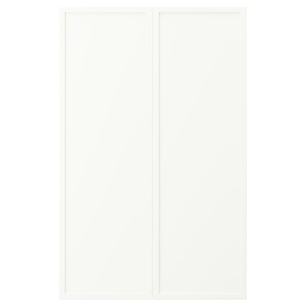 Vitt ASPUDDEN-skåp , rektangulärt, enkel design, gjort av spånskiva och fiberboard med plastkant.