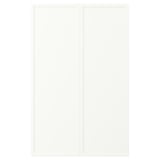 Vitt ASPUDDEN-skåp , rektangulärt, enkel design, gjort av spånskiva och fiberboard med plastkant.