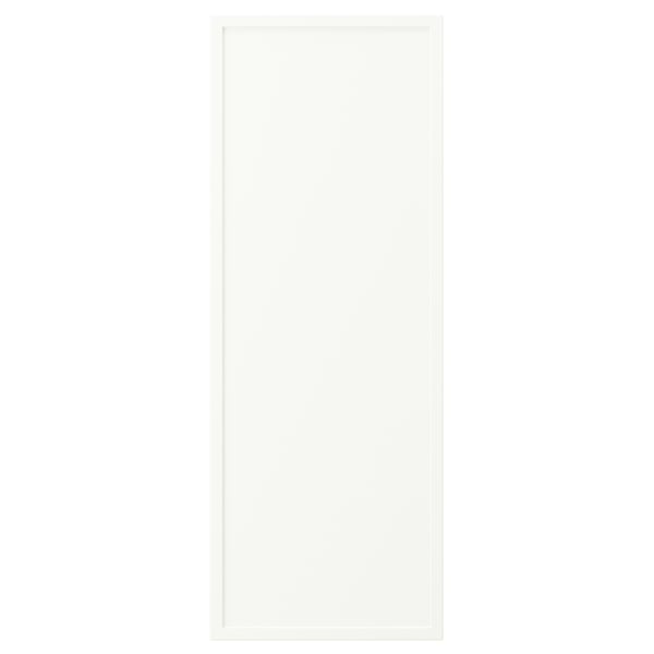 ASPUDDEN: vit, rektangulär, minimalistisk skåp. Tillverkad av spånskiva, träskiva med plastkant och folie. Enkel, ren design.