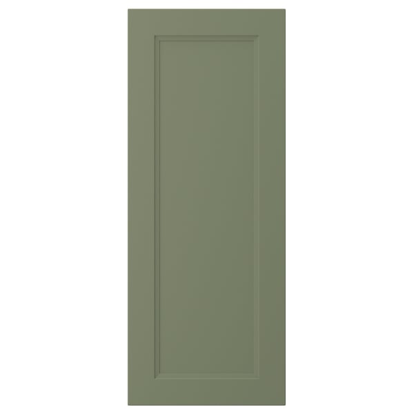 AXSTAD grön skåpdörr, rektangulär, paneldesign, fiberboardkärna, melamin och plastfoliesidor, traditionellt utseende.