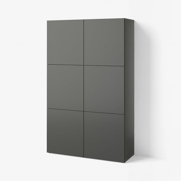 BESTÅ Förvaring med dörrar, mörkgrå/Lappviken mörkgrå, 120x42x193 cm