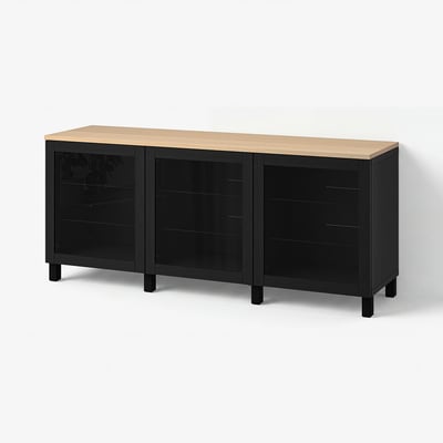 BESTÅ Förvaring med dörrar, svart/Sindvik/Stubbarp svart, 180x42x76 cm