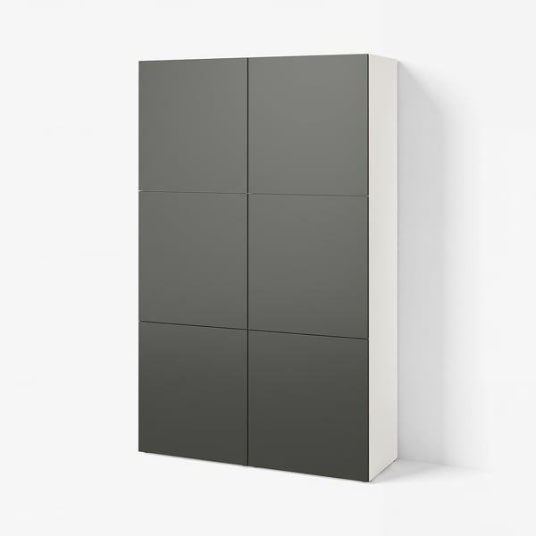 BESTÅ Förvaring med dörrar, vit/Lappviken mörkgrå, 120x42x193 cm