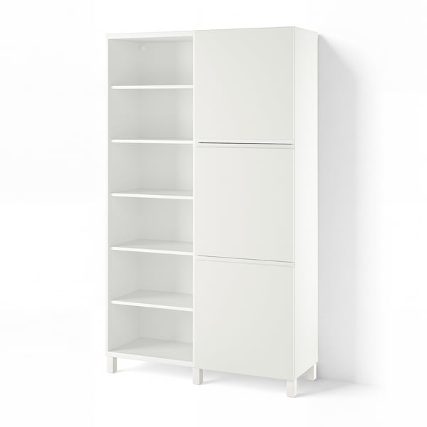 BESTÅ Förvaring med dörrar, vit/Västerviken vit, 120x42x202 cm