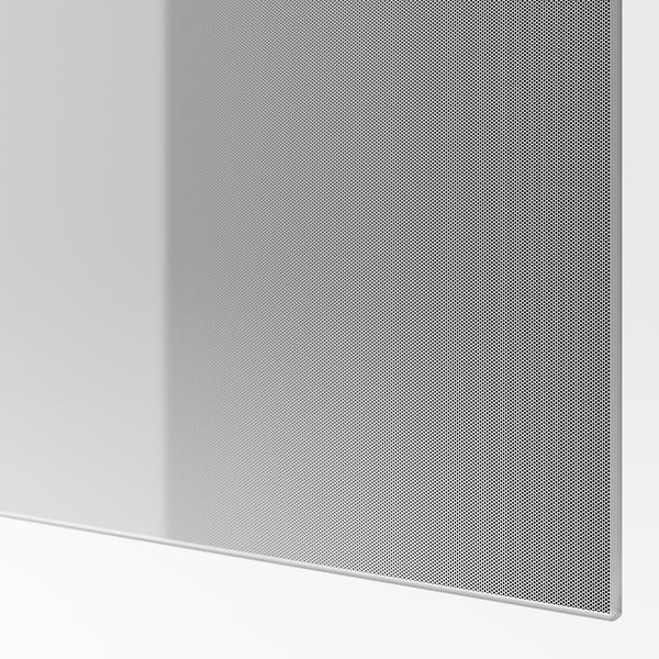 Klar, modern glasdörr med frostad design som ger delvis sikt och förbättrad rumskänsla.