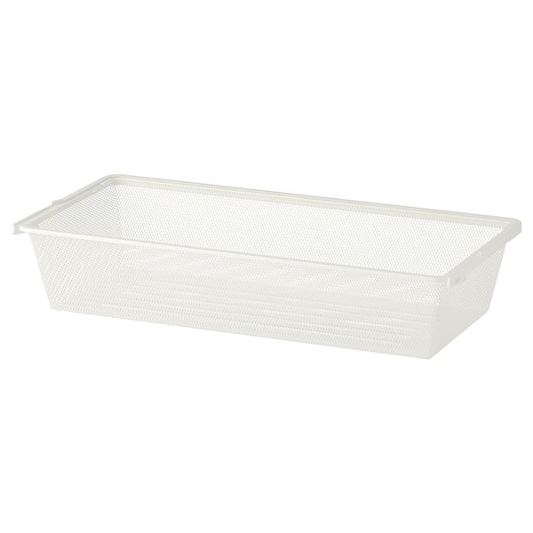 En förvaringskorg i vitt trådnät från BOAXEL, perfekt för kläder och accessoarer, med en rektangulär form och robust design.