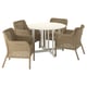 BONDHOLMEN / ULVEVÄR Bord+4 karmstolar, utomhus, vit/beige konstrotting brun, 108 cm