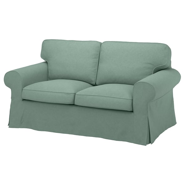 Ljusblå EKTORP loveseat, mjuka dynor, rullade armar, avtagbar klädsel.