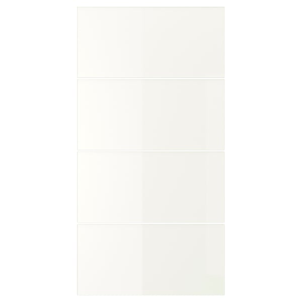 FÄRVIK garderobsdörrar i vitt glas har eleganta, reflekterande paneler med en mjuk, benvit emalj som ger en modern och elegant design.