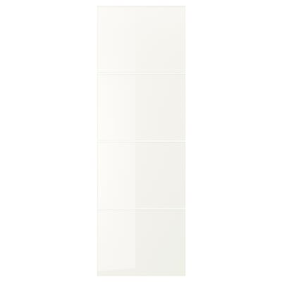 En FÄRVIK garderob med vita glaspartier. Dessa eleganta, reflekterande ytor förbättrar utrymme och ljus. Den moderna designen använder glasemalj.
