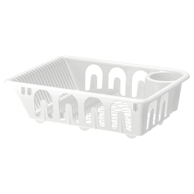 Ikea FLUNDRA diskställ i vit plast för köksdisk.