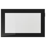 Svart rektangulär glaspanel, elegant och modern design, blank färdig ram, klar glasfront.