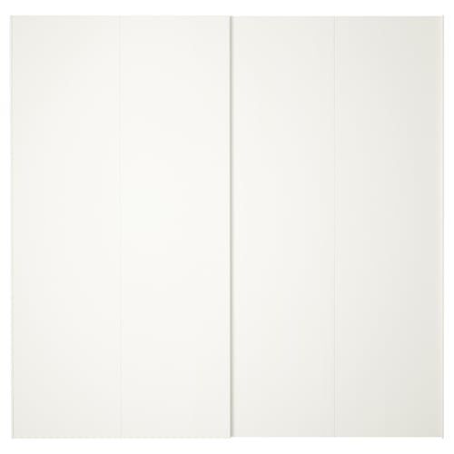 HASVIK vita skjutdörrar till garderoben: modern, minimalistisk design med matt akrylfinish.