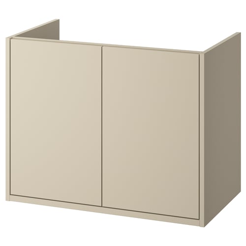 Havbaeck benvitt badrumsskåp, enkel design, väggmonterad, elegant beige finish.