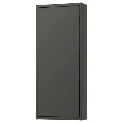 Mörkgrått, rektangulärt väggskåp med elegant, minimalistisk design.
