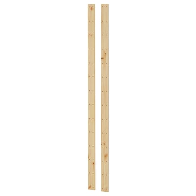 Två vertikala träplankor, ljusa, står sida vid sida, en del av förvaringssystemet HEJNE från ikea.