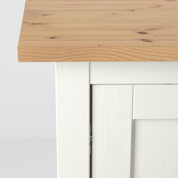 HEMNES skänk, naturligt trä, vita dörrar