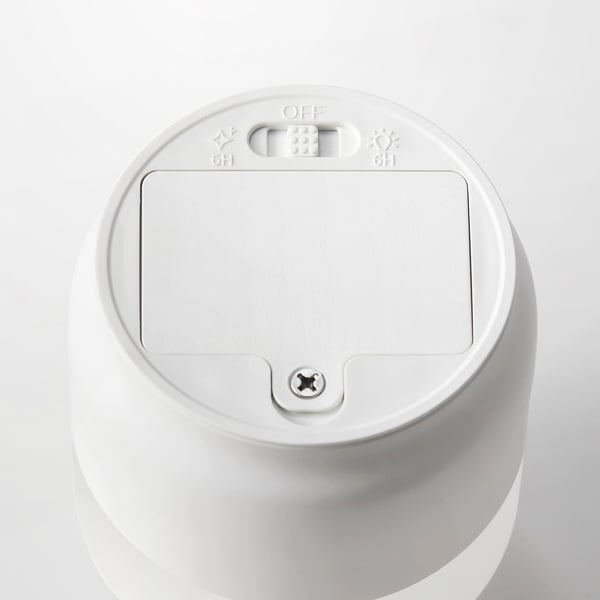 En topvy av ett elegant vitt LED-ljus med timerkontroller.