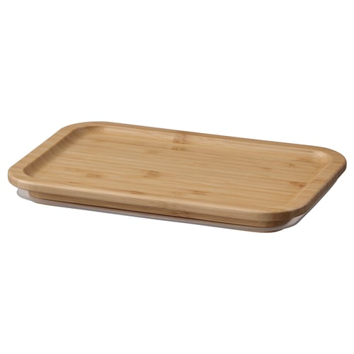 IKEA 365+ lock i bambu, natur, rektangulärt, platt topp. Perfekt för förvaring i kylskåp.