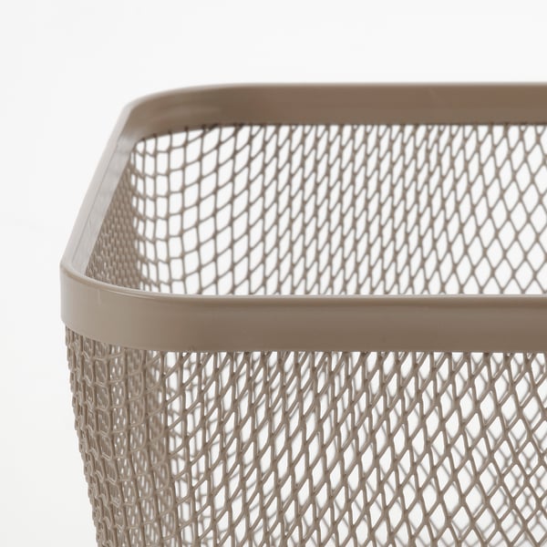 Förvaringskorg i mesh, beige, med diamantmönstrad design.